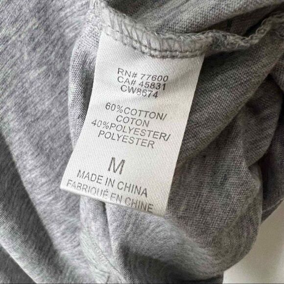 Chaser Women's Size Medium Boxy Deconstructed Grey Cut Out Tee with Pocket - Picture 7 of 9